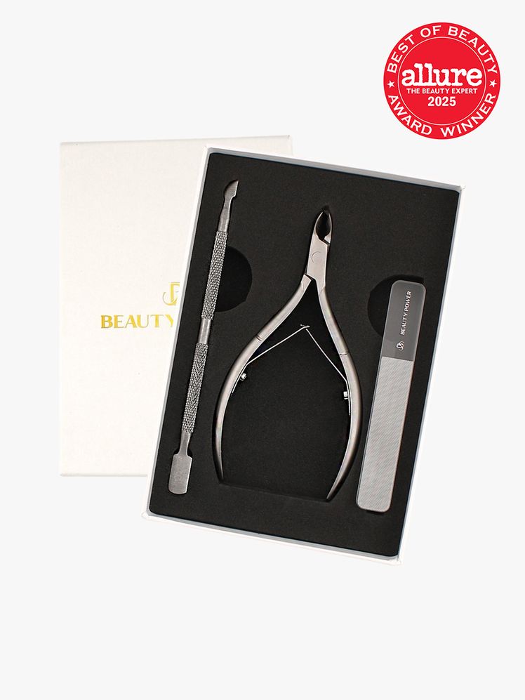 Beauty Power Cuticle Care Set in branded box packaging on light gray background with red Allure Best of Beauty seal in...