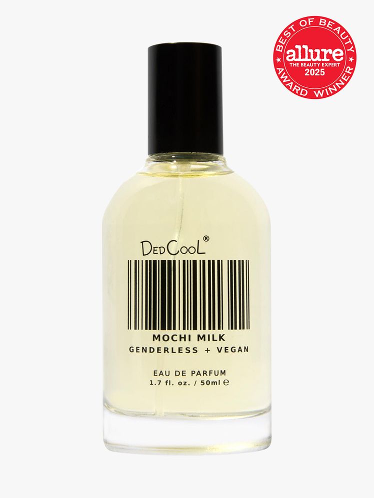 Mochi Milk Fragrance in branded glass bottle with black cap on light gray background with red Allure Best of Beauty seal...