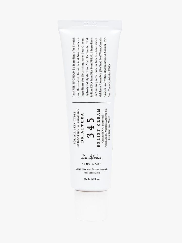 Dr. Althea 345 Relief Cream in branded component on a light gray background