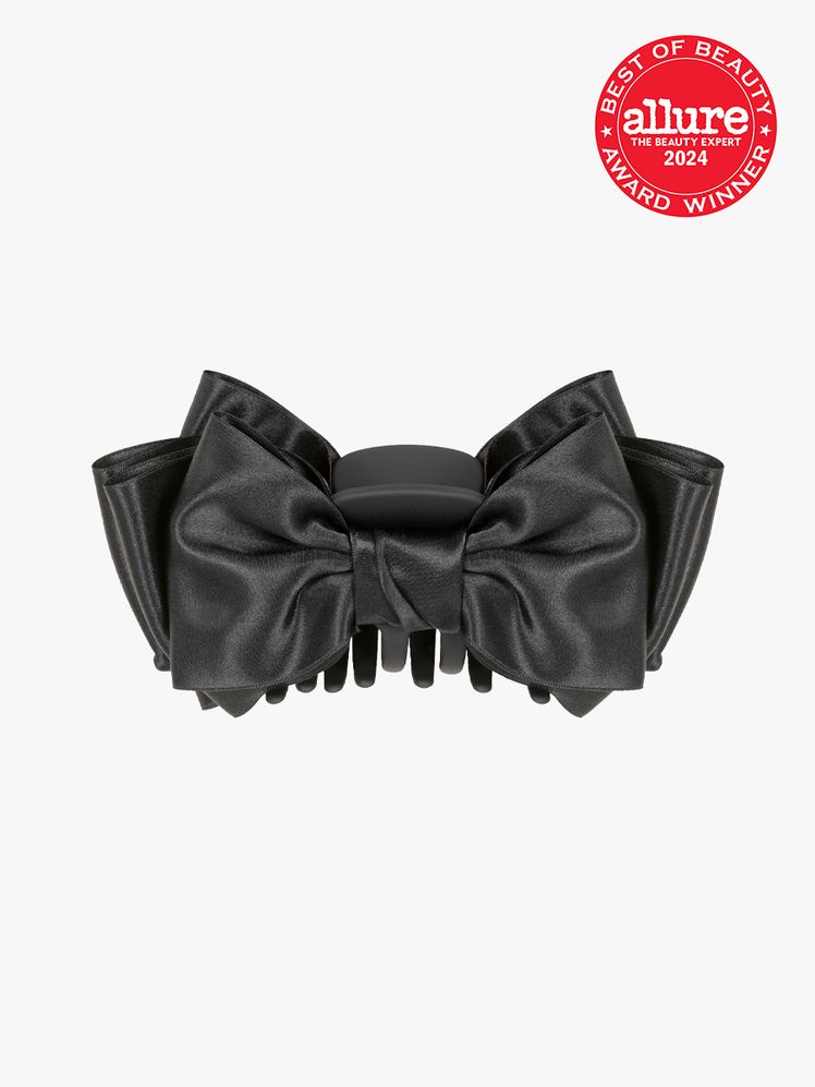 bow clip in black color way on light gray background with red and white 2024 allure best of beauty seal