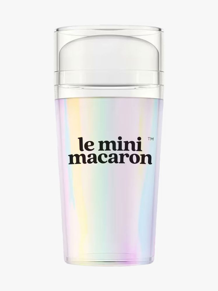 Holographic container of Le Mini Macaron Le Frenchie Nail Stamper on light gray background