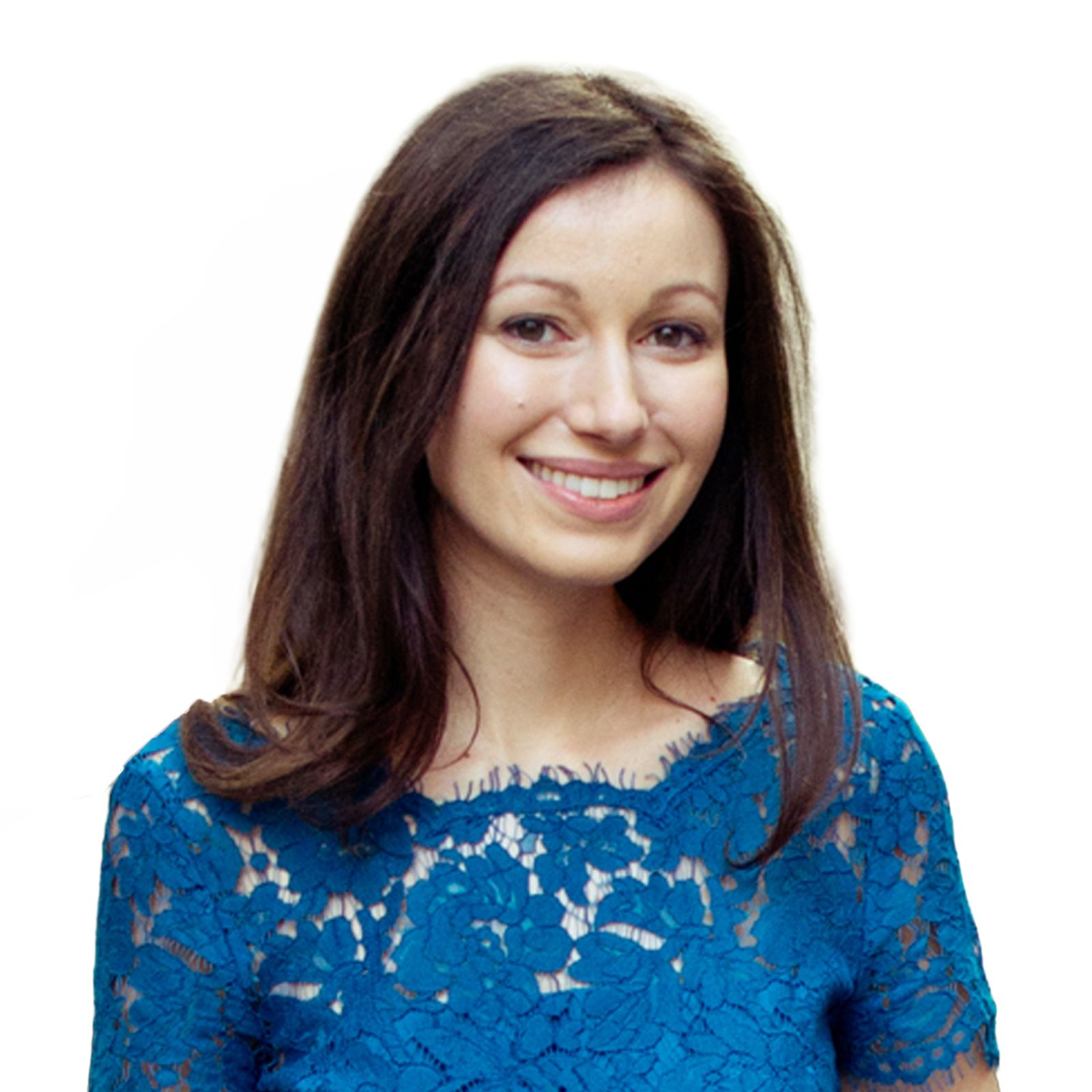 Image may contain Face Head Person Photography Portrait Happy Smile Blouse Clothing Adult Body Part and Neck