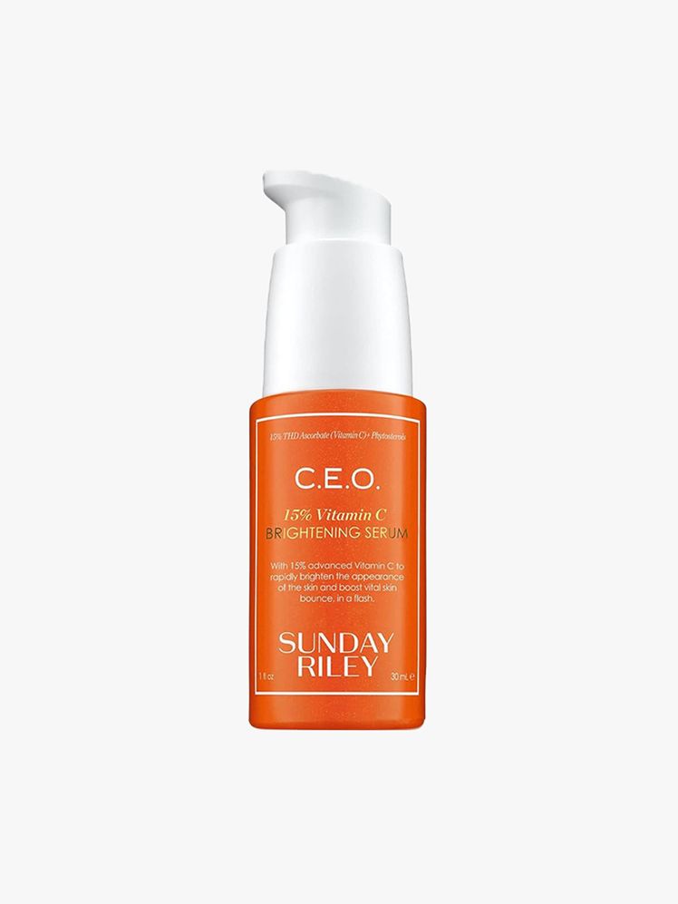 The Sunday Riley C.E.O. 15% Vitamin C Brightening Serum on a light gray background