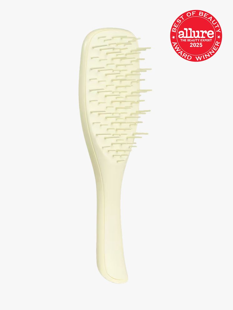 Tangle Teezer The Ultimate Detangler Extra Gentle in soft yellow color way on light gray background with red Allure Best...