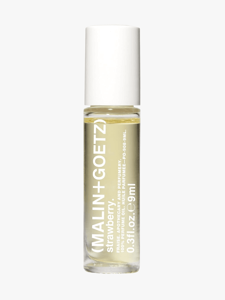Malin + Goetz Strawberry Perfume Oil branded component on light gray background