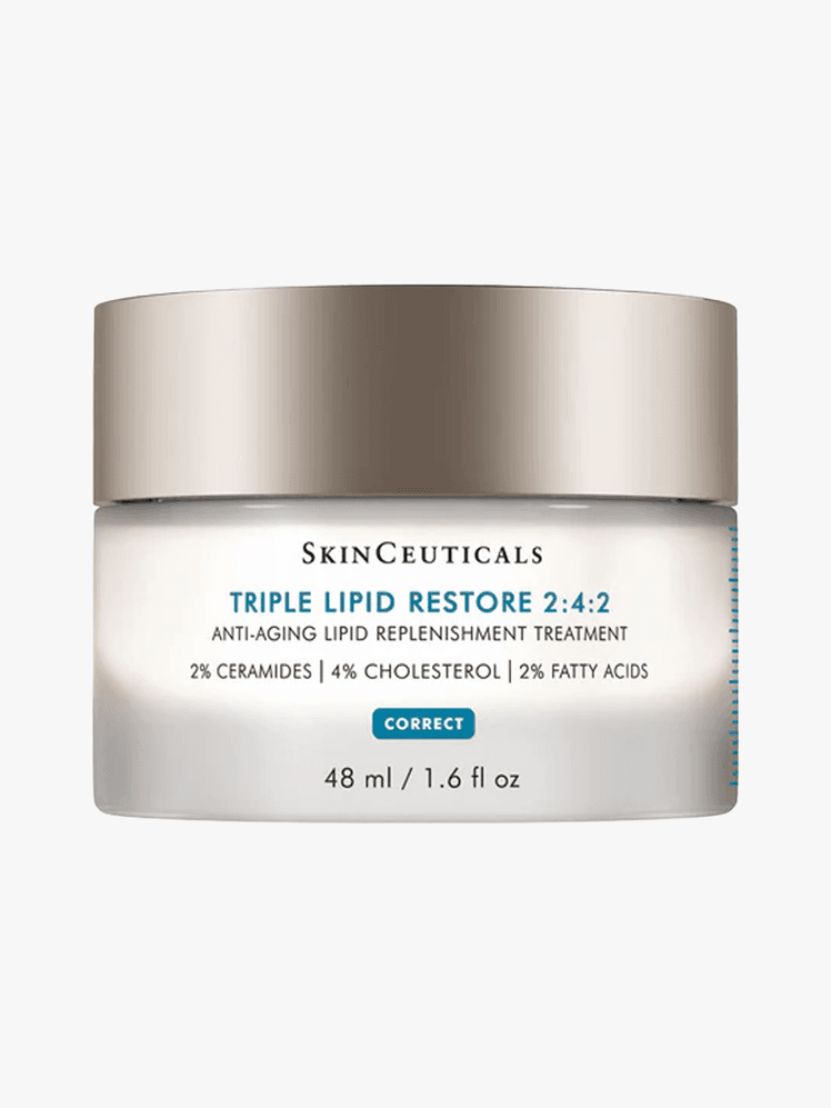 SkinCeuticals Triple Lipid Restore 2:4:2 in branded tub component on a light gray background